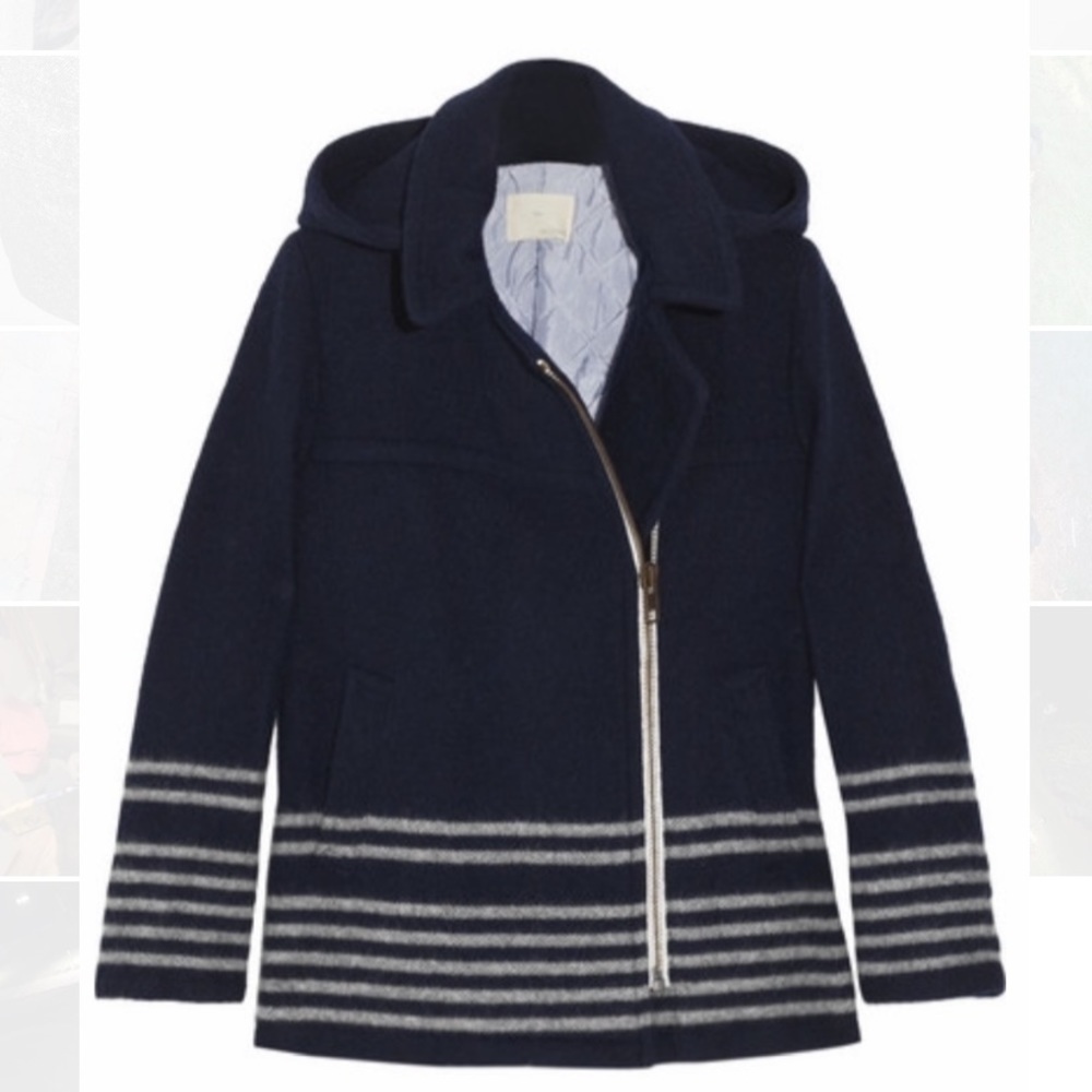 Band of Outsiders Boy. Navy Wool Hooded Parka - Picture 2 of 8